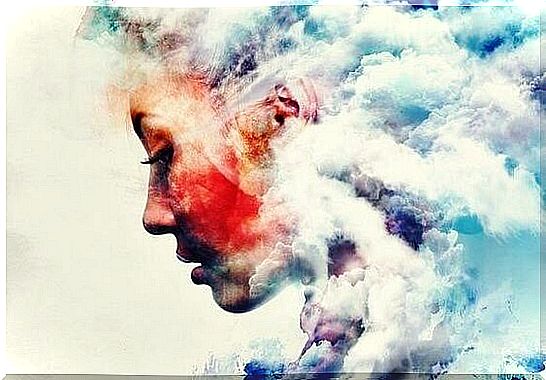 portrait of a woman in the clouds