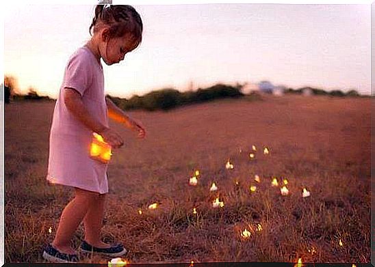 niña-cogiendo-luces-del-campo