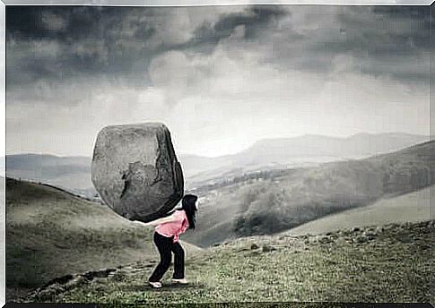 A woman carrying a load in her bad dreams