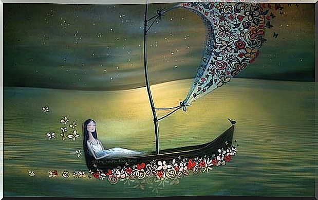 Woman-ship-sailing-on-flowers