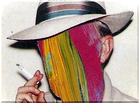 colorful headed man smoking